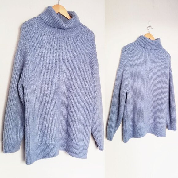 Lou & Grey Findley Chunky Ribbed Knit Turtleneck Oversized Sweater Alpaca S $90 - Picture 1 of 12
